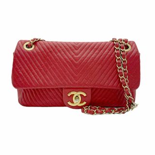 シャネル(CHANEL)のシャネル CHANEL ショルダーバッグ チェーンショルダーバッグ Vステッチ レザー/メタル レッド/ゴールド レディース 送料無料【中古】 z0561(ショルダーバッグ)