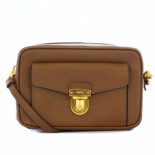 プラダ(PRADA)のプラダ サフィアーノレザー ショルダーバッグ ポシェット 茶 1NF004(ショルダーバッグ)