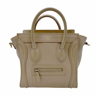 セリーヌ(celine)のセリーヌ CELINE ハンドバッグ 斜め掛けショルダーバッグ ラゲージ ナノ ショッパー レザー グレージュ ゴールド レディース 送料無料【中古】 z0605(ハンドバッグ)