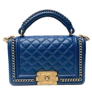 シャネル(CHANEL)の　シャネル CHANEL ボーイシャネル20　トップハンドル ブルー/GD金具 カーフ レディース ハンドバッグ(ハンドバッグ)