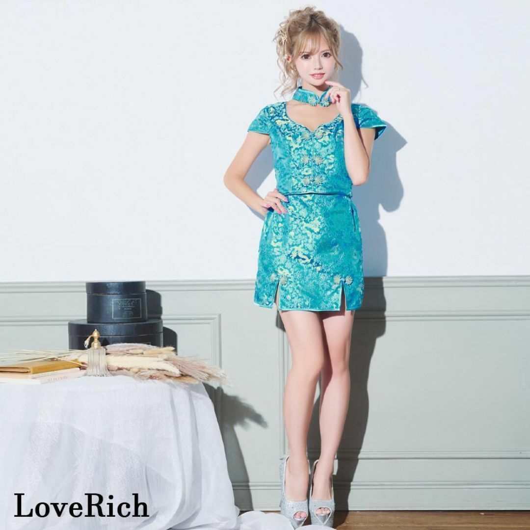 JEWELS(ジュエルズ)のラブリッチ チャイナ ミニ キャバドレス ブルー L コスプレ レディースのフォーマル/ドレス(ナイトドレス)の商品写真