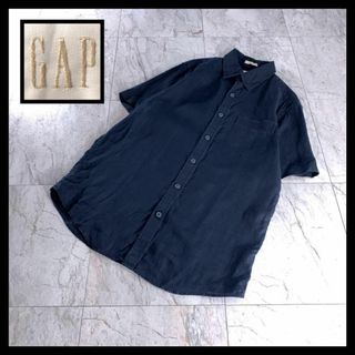 ギャップ(GAP)の00s 古着 OLD GAP オールドギャップ リネンシャツ 半袖 ネイビー(シャツ)