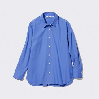 UNIQLO - UNIQLO コットンシャツ　長袖　ブルー