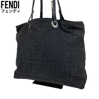 フェンディ(FENDI)のFENDI フェンディ　トートバッグ　ズッカ柄 キャンバス　レザー　ブラック　黒(トートバッグ)