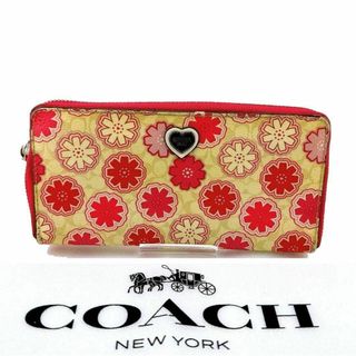 コーチ(COACH)のコーチ シグネチャー フローラルプリント ジップウォレット ピンク(財布)