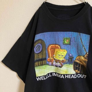 ティービーアンドムービー(TV&MOVIE)のスポンジボブ海外アニメキャラクターTシャツtシャツニコロデオンオーバーサイズ黒(Tシャツ/カットソー(半袖/袖なし))