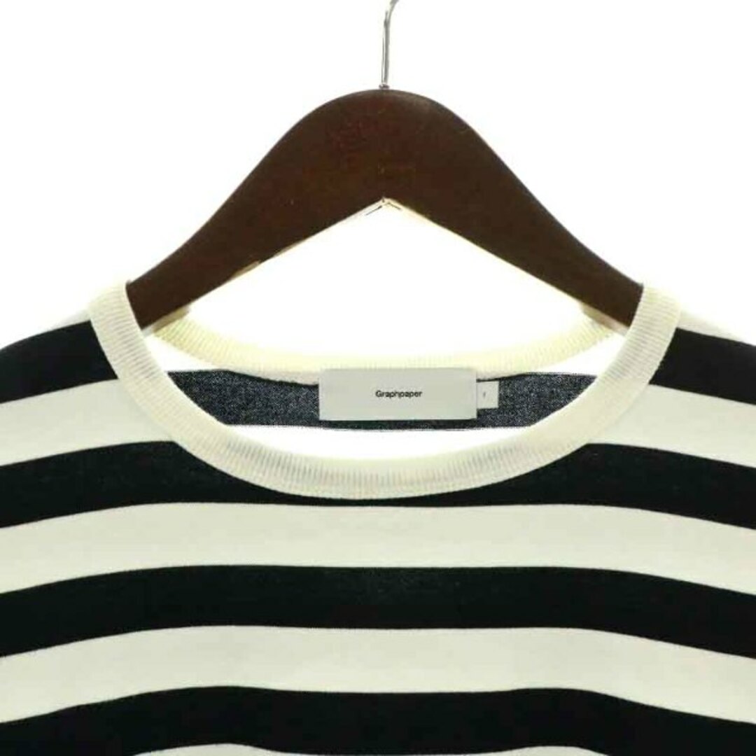 グラフペーパー オリジナルボーダーロングスリーブティー Tシャツ 1 S 白 黒 メンズのトップス(Tシャツ/カットソー(七分/長袖))の商品写真