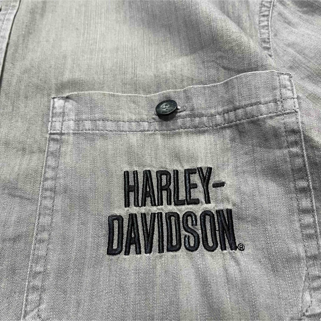 Harley Davidson(ハーレーダビッドソン)の【HARLEY-DAVIDSON】S/S ボタンダウンシャツ 刺繍ロゴ イーグル メンズのトップス(シャツ)の商品写真