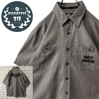 【HARLEY-DAVIDSON】S/S ボタンダウンシャツ 刺繍ロゴ イーグル