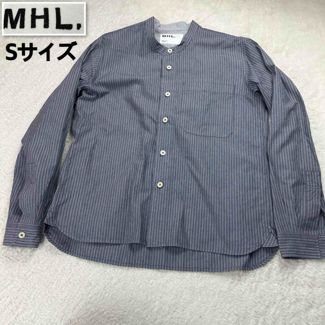 MHL.(エムエイチエル)のMHL/エムエイチエル✨ストライプ柄バンドカラーシャツ 長袖 Sサイズ メンズのトップス(シャツ)の商品写真