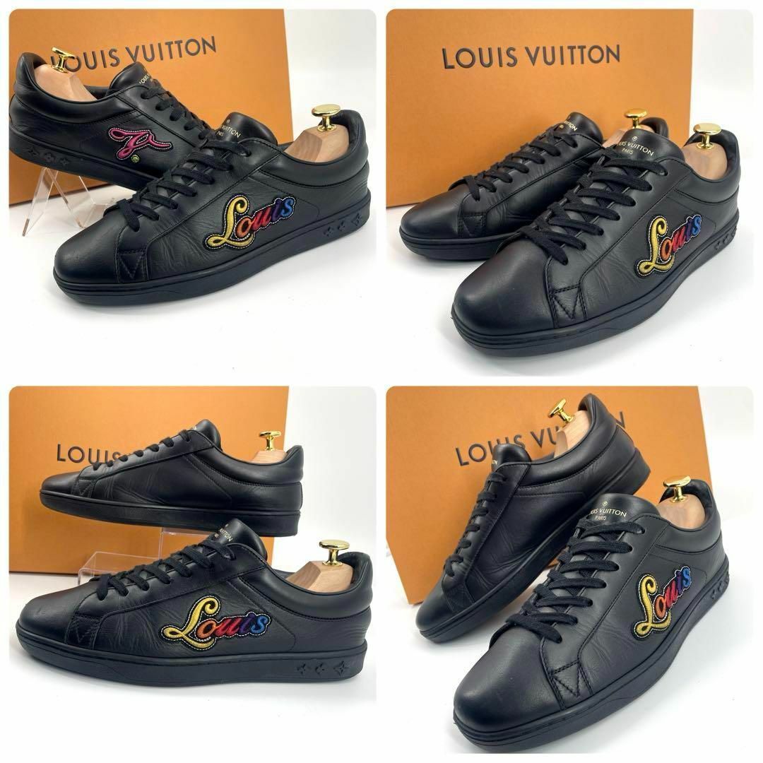 LOUIS VUITTON(ルイヴィトン)のc585真贋済【ヴィトン】美品”ルクセンブルグ スニーカー 刺繍ロゴ 黒 6 メンズの靴/シューズ(スニーカー)の商品写真