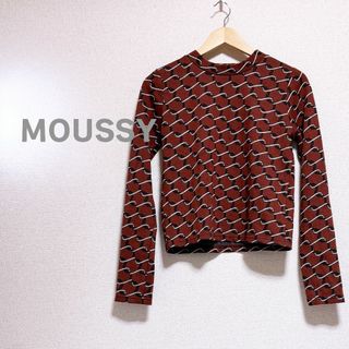 MOUSSY マウジー　長袖　柄　カットソー　レディース　ハイネック　茶色