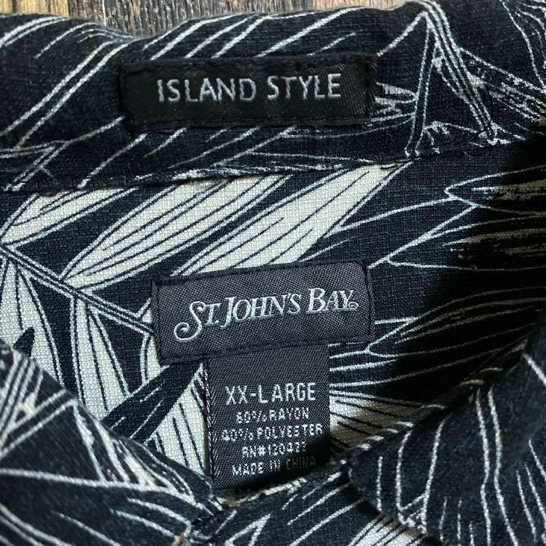 ブラック XXL メンズ アロハ ハワイアンシャツ USA古着 半袖 総柄 黒 メンズのトップス(シャツ)の商品写真