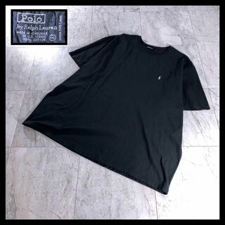 POLO RALPH LAUREN - 90s 古着 ラルフローレン Tシャツ 半袖 ブラック XXL 刺繍ロゴ