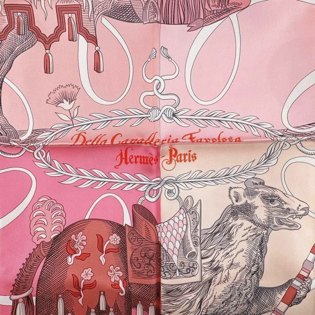 Hermes(エルメス)のHERMES　エルメス　カレ90  スカーフ　大判　ピンク　赤　馬　ブランド レディースのファッション小物(バンダナ/スカーフ)の商品写真