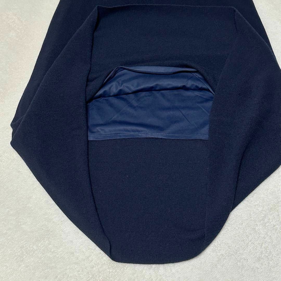 Oblekt(オブレクト)のoblekt フレアニットスカート　ミモレ丈　ウエストゴム　ネイビー　サイズF レディースのスカート(ロングスカート)の商品写真