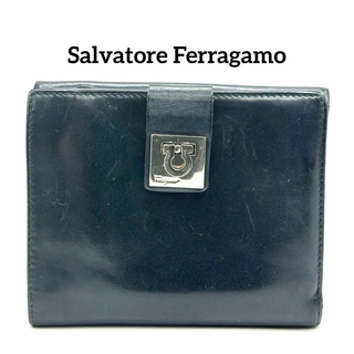 サルヴァトーレフェラガモ(Salvatore Ferragamo)のSalvatore Ferragamo ガンチーニ ブラック 二つ折り 財布(折り財布)