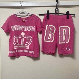 ベビードール(BABYDOLL)のベビードール　半袖Tシャツ　 ハーフパンツ　120   セットアップ 女の子　夏(Tシャツ/カットソー)