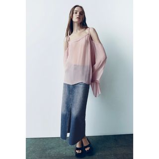 ZARA - 【ZARA】 ハイウエスト デニムスカート スリット