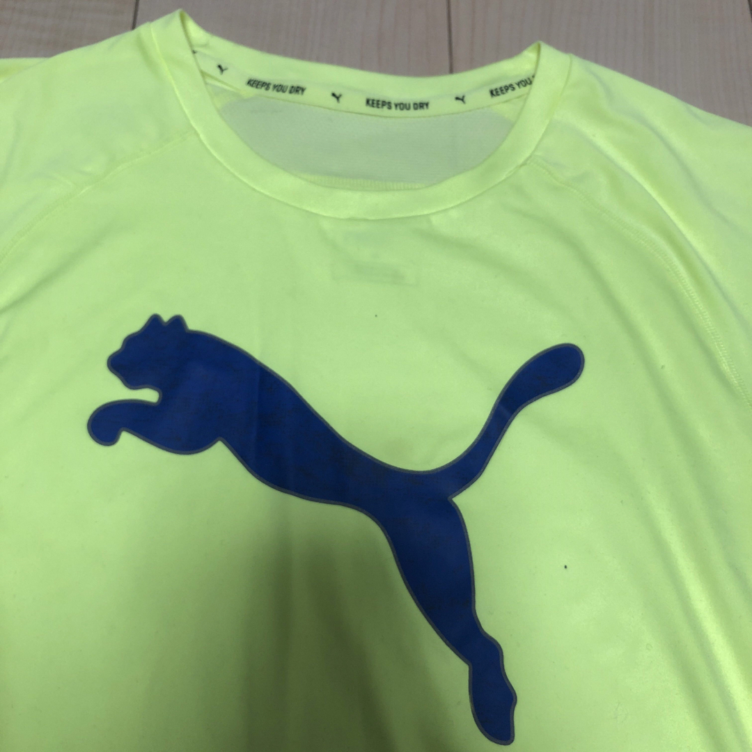 PUMA(プーマ)のプーマ　PUMA 蛍光　イエロー　Tシャツ　速乾　ビッグロゴ　キッズ　150 キッズ/ベビー/マタニティのキッズ服男の子用(90cm~)(Tシャツ/カットソー)の商品写真