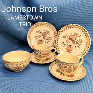 ウェッジウッド(WEDGWOOD)の英国製 ジョンソンブラザース Jamestown  ティートリオセット(食器)