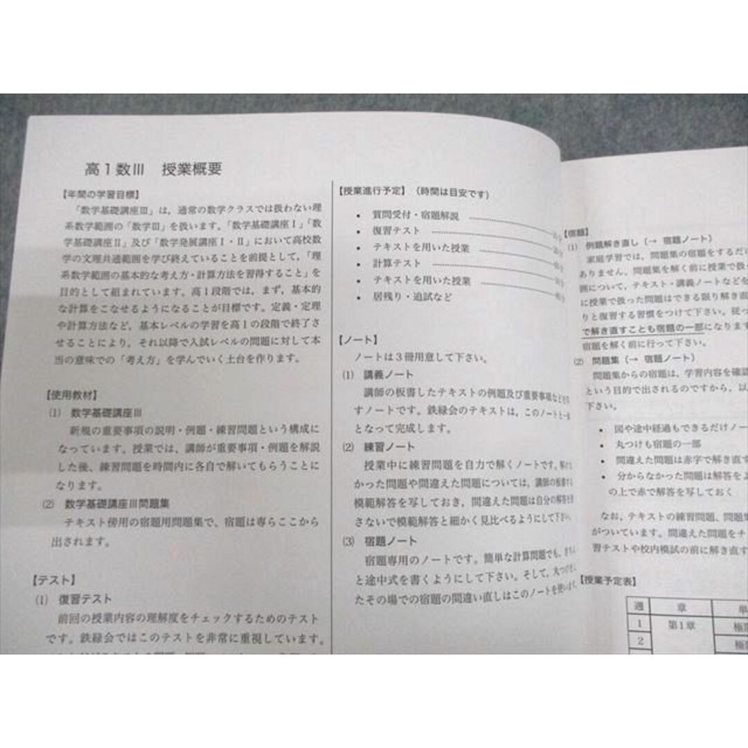 鉄緑会 高1数III 数学基礎講座III/問題集 テキスト通年セット 鉄緑会 高1数III 数学基礎講座III/問題集 テキスト通年セット