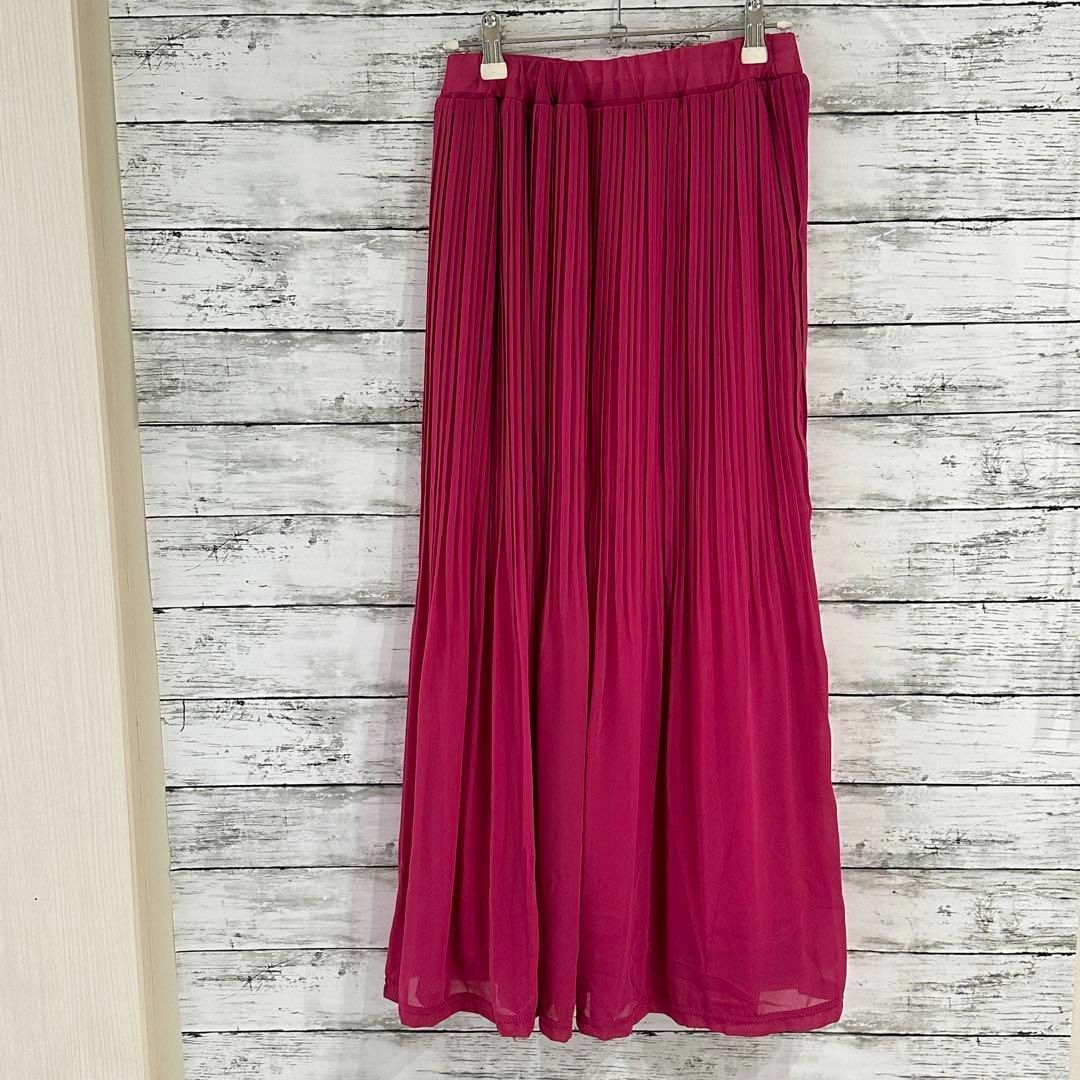Ranan(ラナン)のRANAN シフォンプリーツマキシスカート　フレア　ウエストゴム　ピンク　M レディースのスカート(ロングスカート)の商品写真