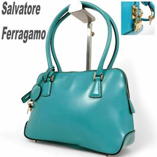 サルヴァトーレフェラガモ(Salvatore Ferragamo)のサルヴァトーレフェラガモ ハンドバッグ 手提げ エメラルドグリーン ゴールド金具(ハンドバッグ)