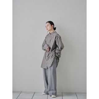 丈詰め todayful Stripe Over Shirts チャコールグレー(シャツ/ブラウス(長袖/七分))