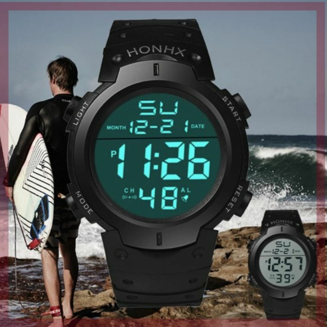 HONHX 腕時計 デジタル腕時計 ダイバーズウォッチ 3気圧防水 メンズの時計(腕時計(デジタル))の商品写真