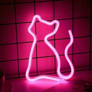 ネオンライトLED 猫キャット　ピンク　おもしろ　飾り　看板　インスタ映え(その他)
