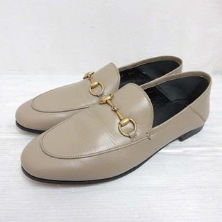 グッチ(Gucci)のグッチ GUCCI ホースビット ローファー シューズ 38 ベージュ レザー(ローファー/革靴)