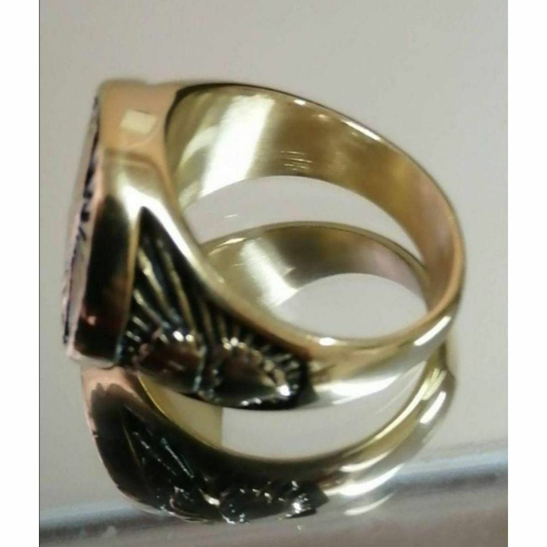 【Z7】リング メンズ ゴールド ステンレス 祈り手 金色 指輪 22号 メンズのアクセサリー(リング(指輪))の商品写真