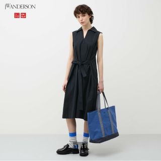 ユニクロ(UNIQLO)の新品！♥️UNIQLO×J.W.ANDERSON♥️シアサッカーワンピース。M。(ひざ丈ワンピース)