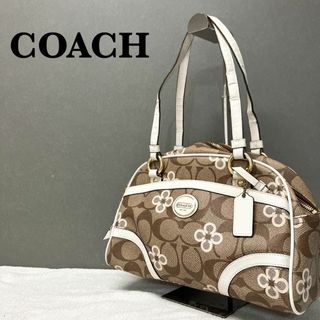 コーチ(COACH)の美品✨COACHコーチセミショルダーバッグトートバッグブラウン茶シグネチャー総柄(ショルダーバッグ)