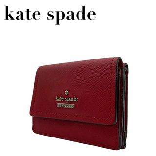 ケイトスペードニューヨーク(kate spade new york)の美品　kate spade ケイトスペード　m3　三つ折り　財布　レザー　レッド(Tシャツ(半袖/袖なし))