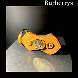 BURBERRY -  【ゴールド革紋章】Burberrys キーホルダー　キーリング　バーバリー