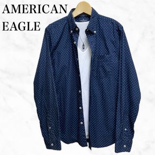 AMERICAN EAGLE ドットシャツ　長袖シャツ　水玉柄シャツ　総柄シャツ