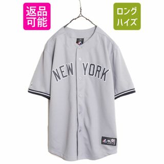 MLB オフィシャル Majestic ヤンキース ベースボール シャツ メンズ XS 程 ユニフォーム ゲームシャツ メジャーリーグ 半袖シャツ 大リーグ(ウェア)