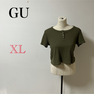 ジーユー(GU)の【GU】レディース　ブラウス　グリーン　シャツ　カットソー　半袖　Tシャツ(カットソー(半袖/袖なし))