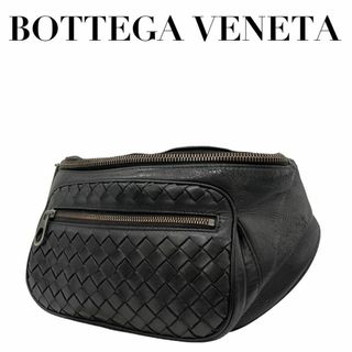 ボッテガヴェネタ(Bottega Veneta)のボッテガヴェネタ　j　イントレチャート　ボディーバッグ　レザー　メンズ　黒(ウエストポーチ)