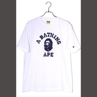 A BATHING APE - アベイシングエイプ カラー カモ カレッジ 半袖Tシャツ L  ホワイト