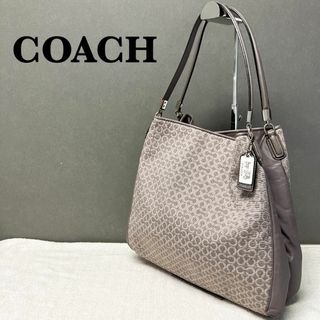 コーチ(COACH)の美品✨COACHコーチセミショルダーバッグトートバッグパープルグレーシグネチャー(ショルダーバッグ)