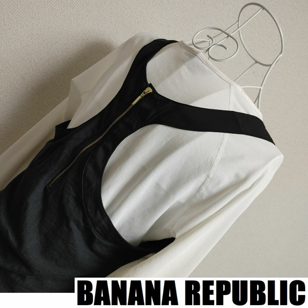 Banana Republic(バナナリパブリック)のバナナリパブリック★M 黒 Y字バック タンクトップ バック ファスナー レディースのトップス(タンクトップ)の商品写真