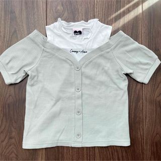 肩出しTシャツ　重ね着風　120㎝　キッズ　子供　半袖