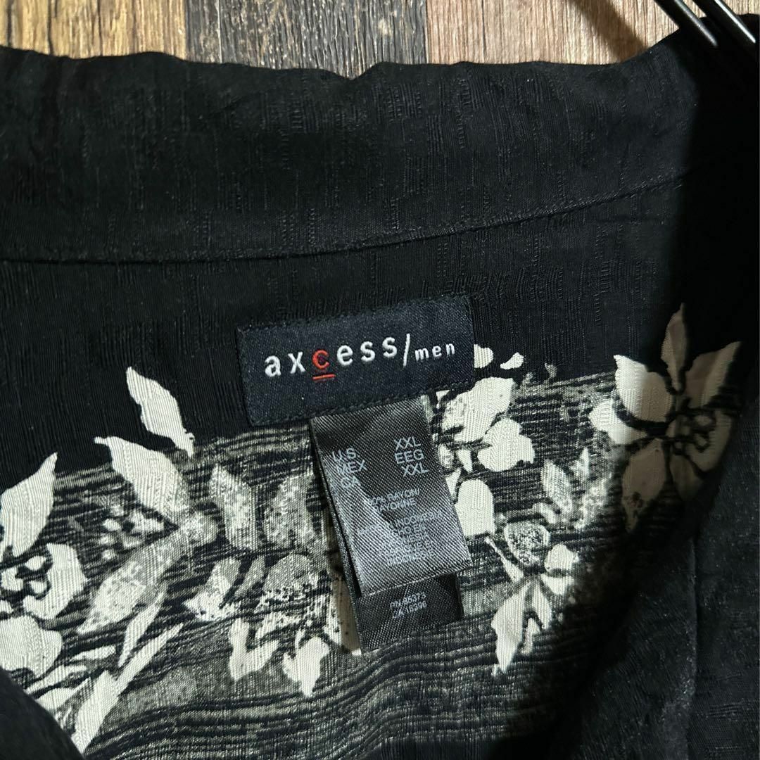 メンズ アロハ シャツ 半袖シャツ ブラック 花柄 XXL 黒 USA古着 メンズのトップス(シャツ)の商品写真