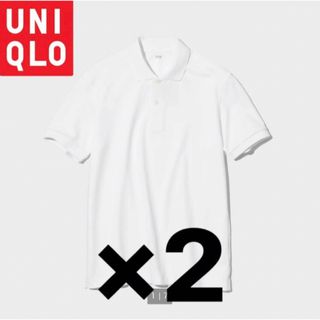 ユニクロ(UNIQLO)の【美品】UNIQLOドライカノコポロシャツ半袖 S 白 2枚セット(ポロシャツ)