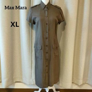 マックスマーラ Max Mara 銀タグ シルク100％ シャツワンピース XL