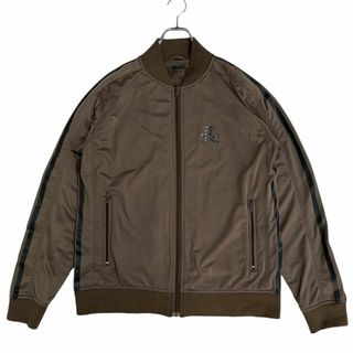 0656 美品 STUSSY ノーカラートラックジャケット カーキブラウン L