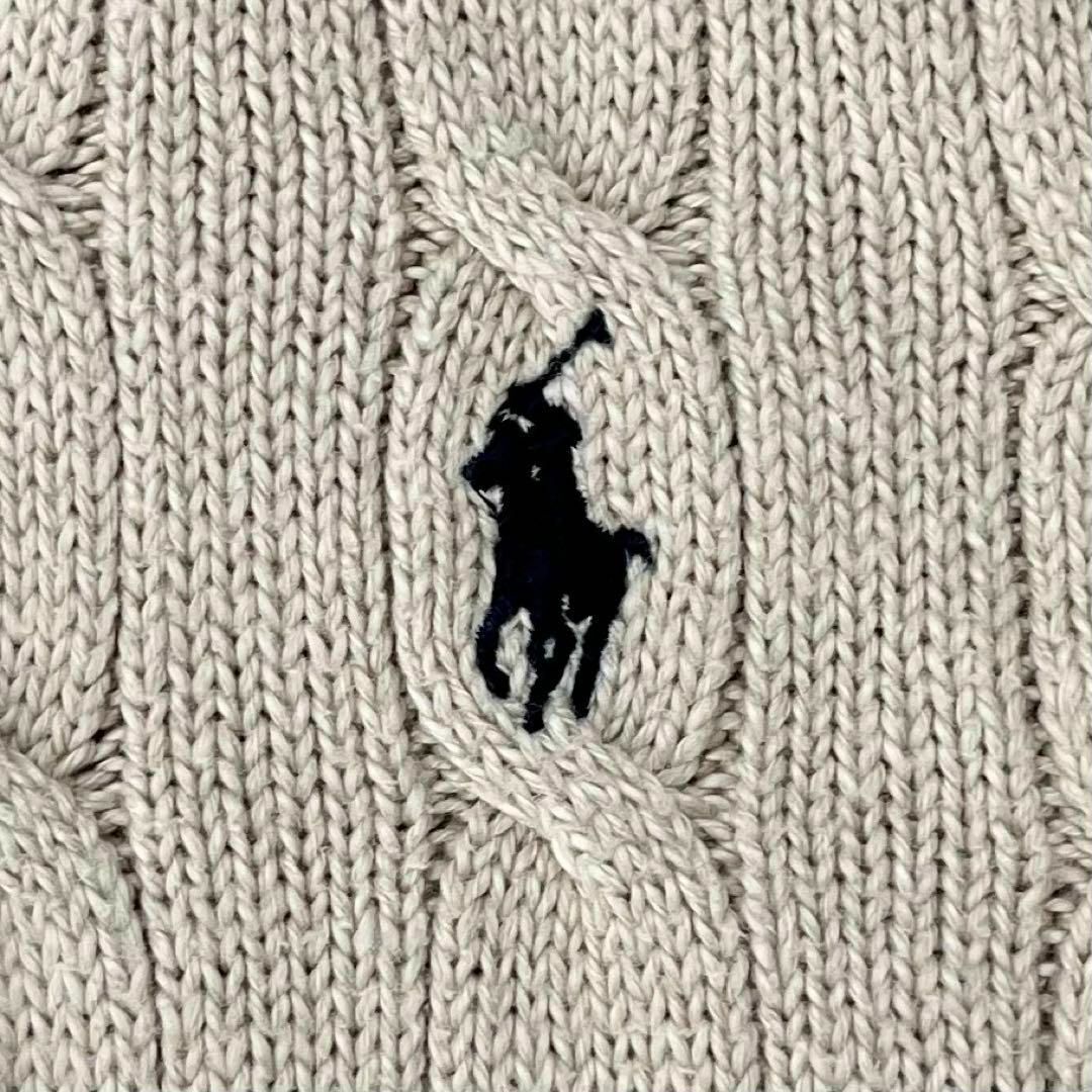 POLO RALPH LAUREN(ポロラルフローレン)の6217 美品 ポロラルフローレン ケーブルハーフジップニット ベージュ M～ メンズのトップス(ニット/セーター)の商品写真